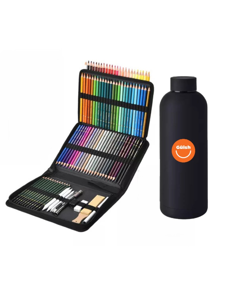 97 Piezas Kit De Dibujo Profesional + Termo Güish Gratis
