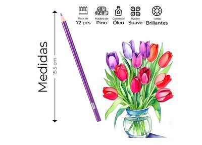 Foto 2 | Juego Xtellar De Lapices Dibujar Pintar De Colores Vibrantes 72 Pz Trazo Multicolor