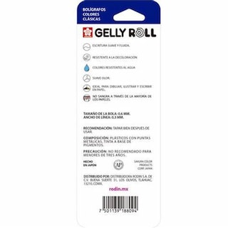 Foto 2 | Blíster Gelly Roll Sakura Finos Colores Básicos 3 Piezas