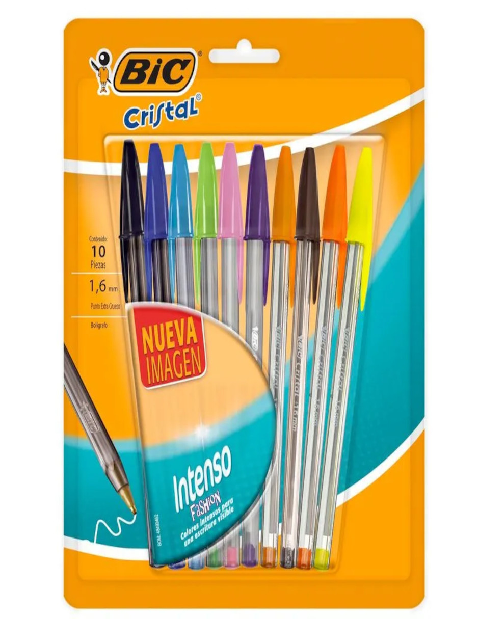 Foto 3 pulgar | Pluma Bolígrafo Bic Cristal Intenso Fashion 1.6mm + Termo Güish Gratis