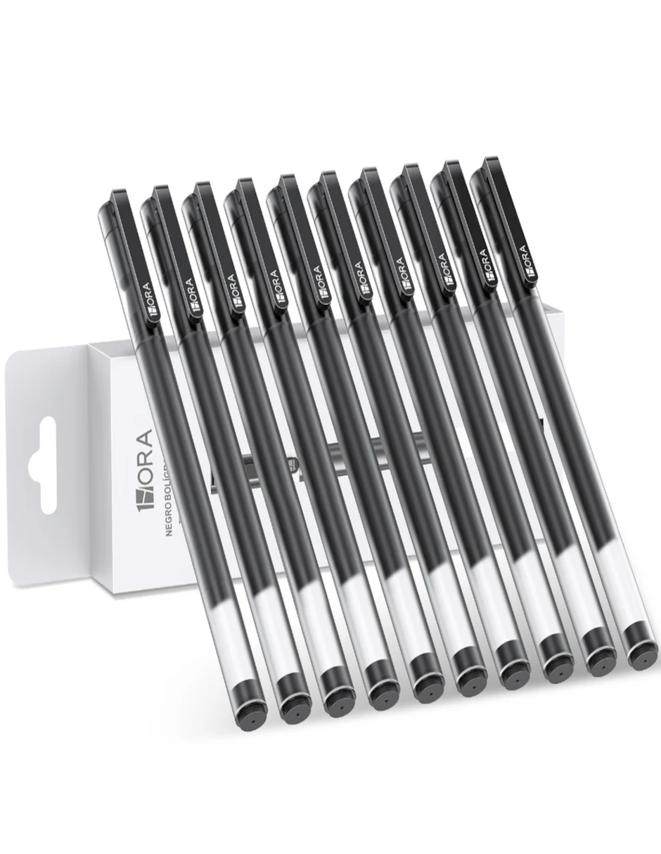 Foto 4 pulgar | Bolígrafos De Tinta Negra Punta De 0.5mm 10 Piezas + Termo Güish Gratis