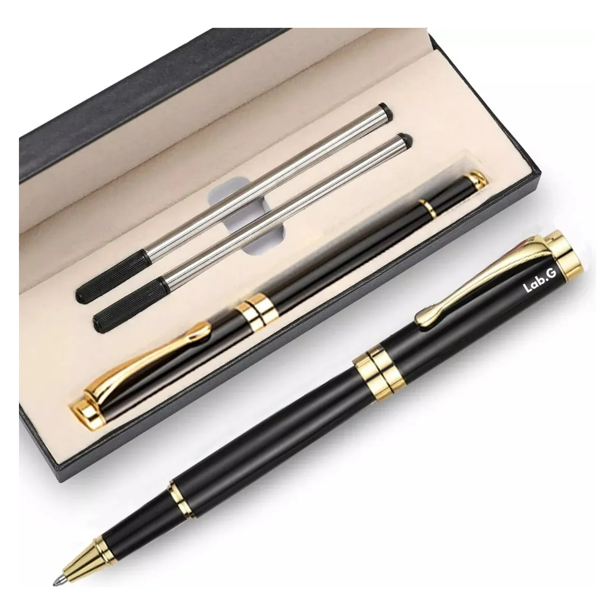 Foto 2 | Pluma Parker De Acero Con Recambio Y Caja De Regalo Lab.g Negro