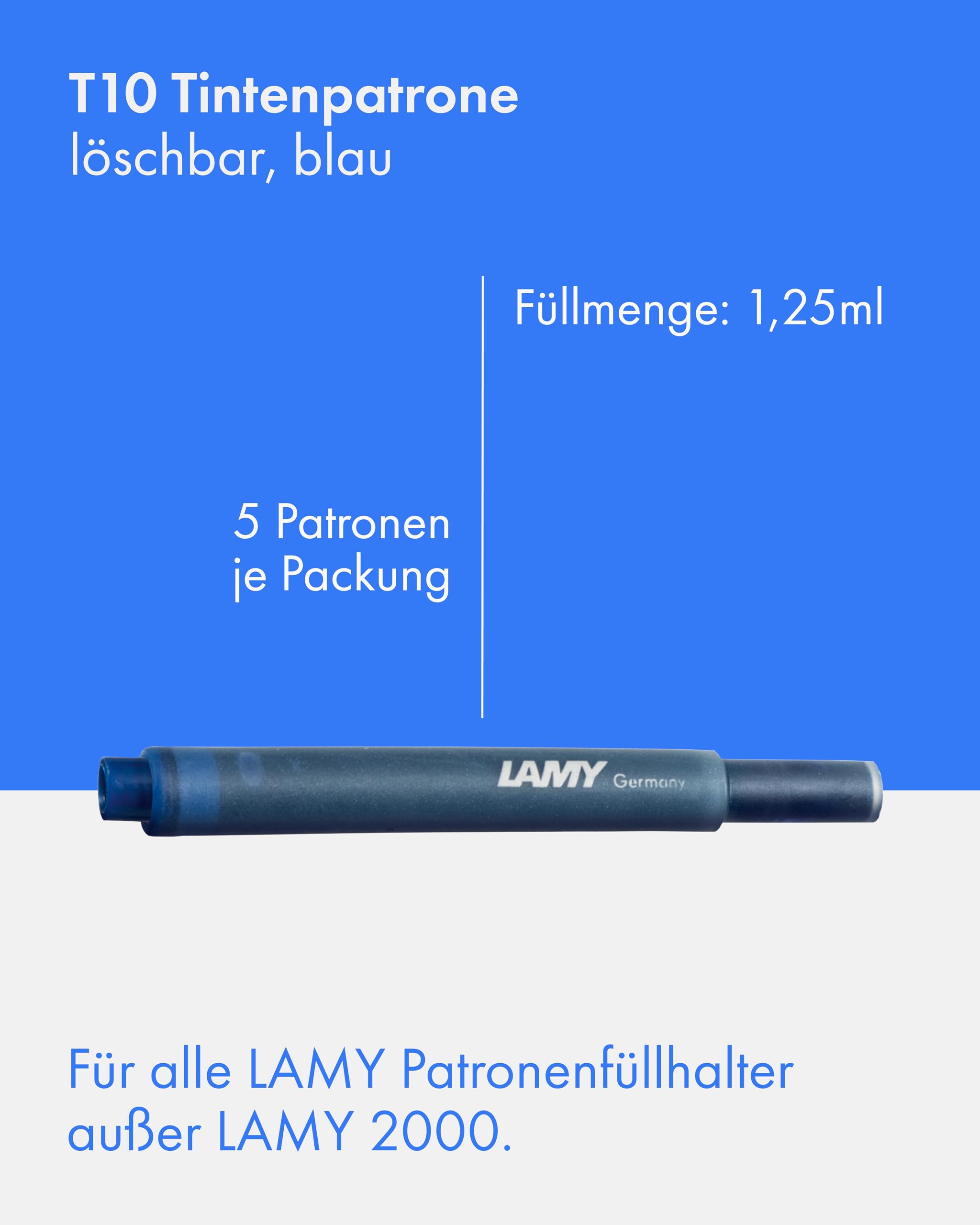 Foto 3 pulgar | Cartuchos De Tinta Lamy T10 Blue De 5 Ml (1 Paquete Con 5 Cartuchos) - Venta Internacional.