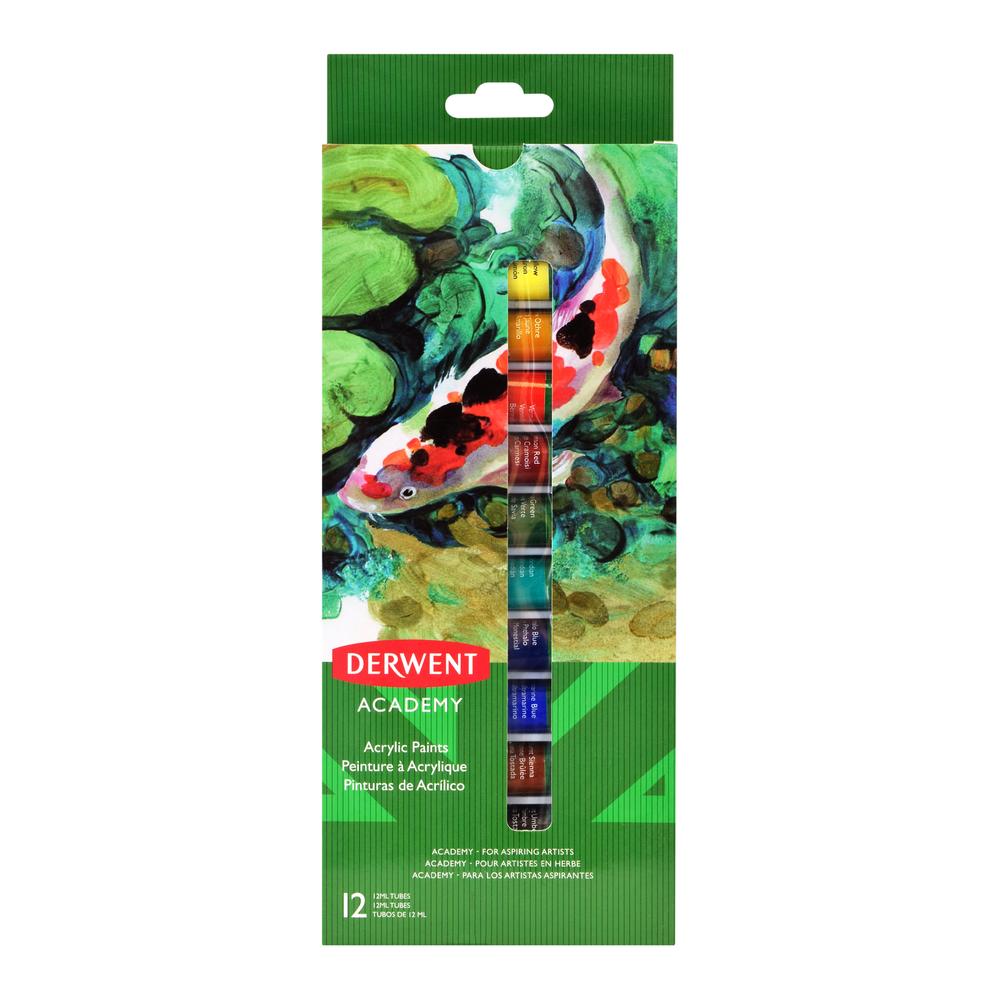 Pintura Acrílica Derwent Academy 12 Piezas