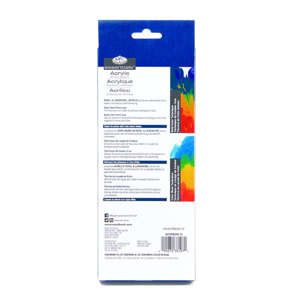 Foto 2 | Estuche de Pintura Acrílica Neón Royal & Langnickel 12 Piezas de 12 ml C/U