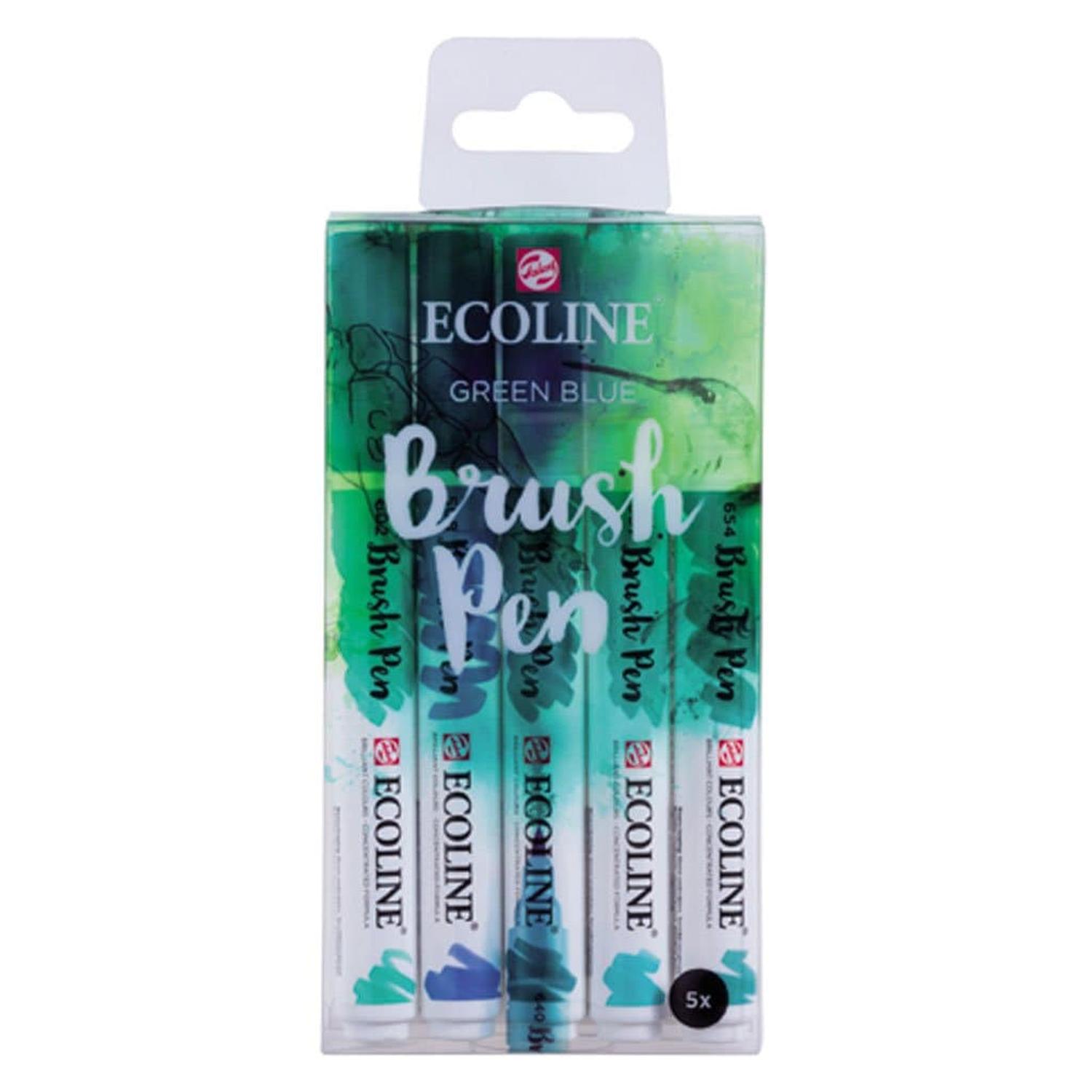 Estuche Brush Pen 5 Colores Verde Azul N°9909 Royal Talens