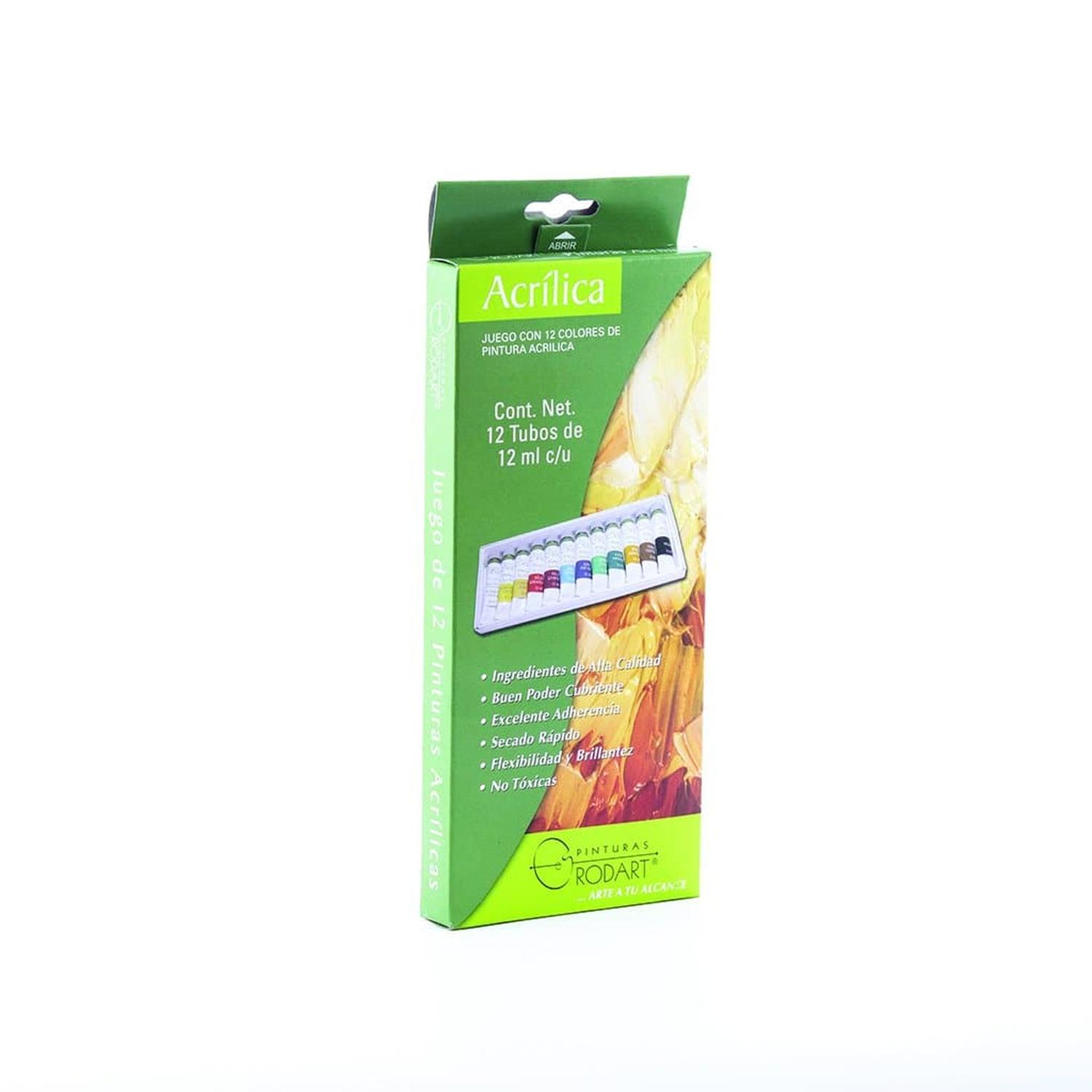 Juego Con 12 Tubos De Pintura Acrílica De 12 Ml Rodart