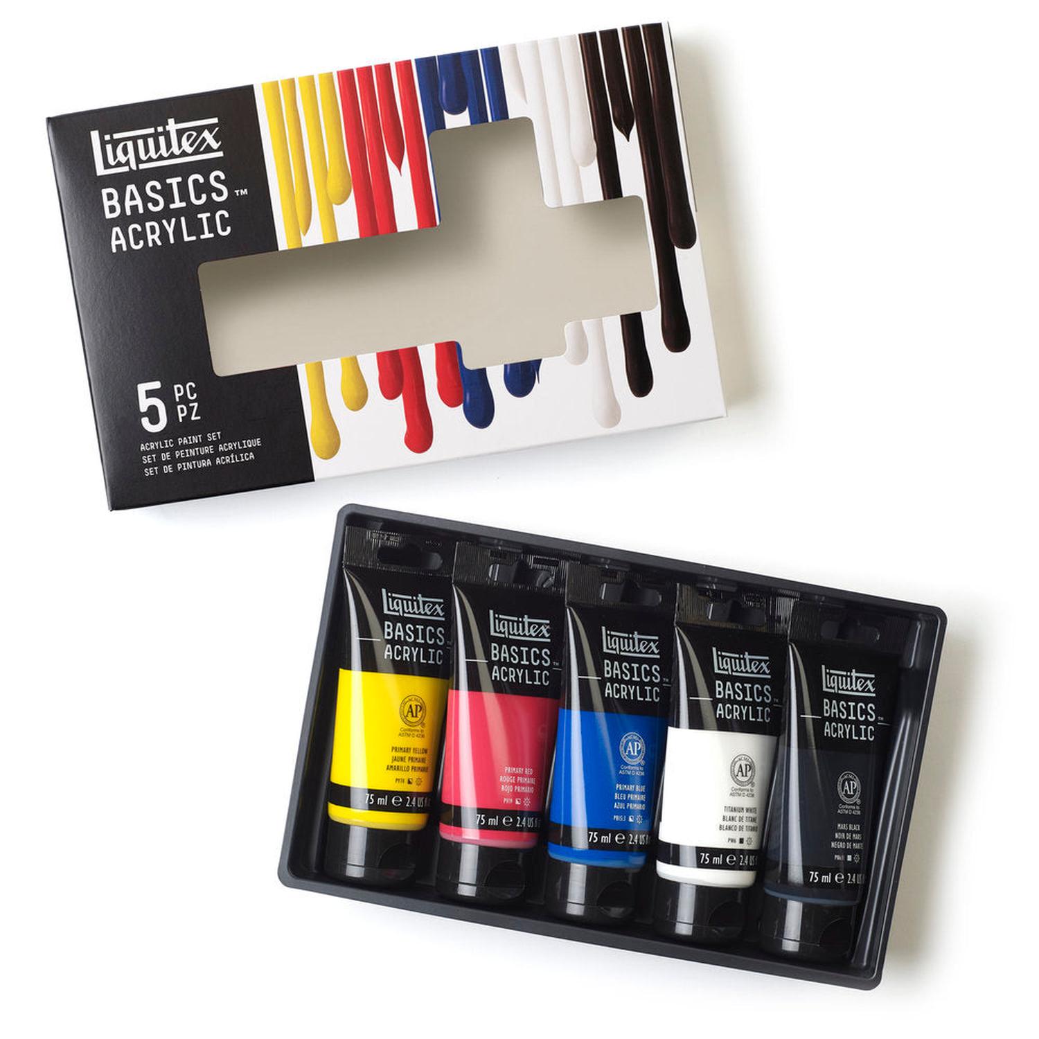 Foto 2 pulgar | Set Row Con 5 Pinturas Acrilicas 75ml Basics Liquitex