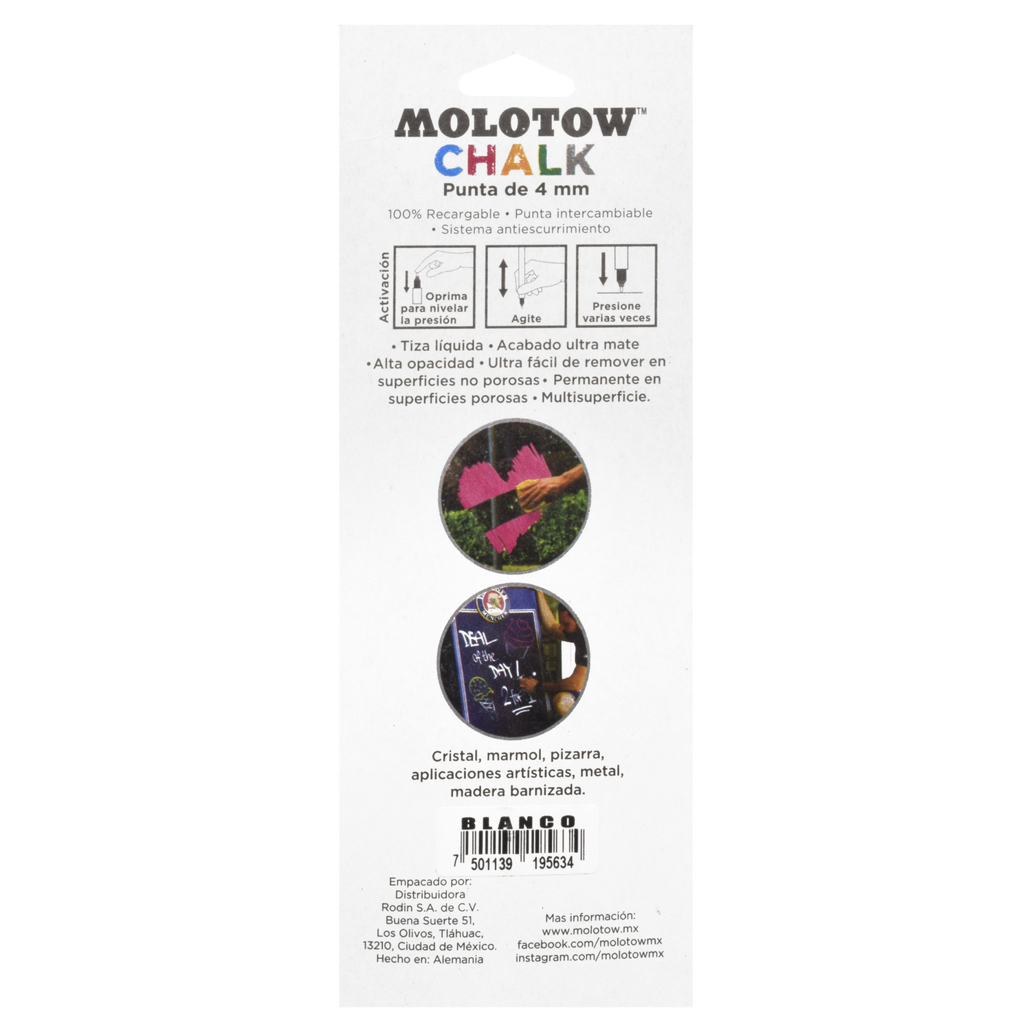 Foto 2 pulgar | Marcadir Chalk Signal White 4mm Molotow