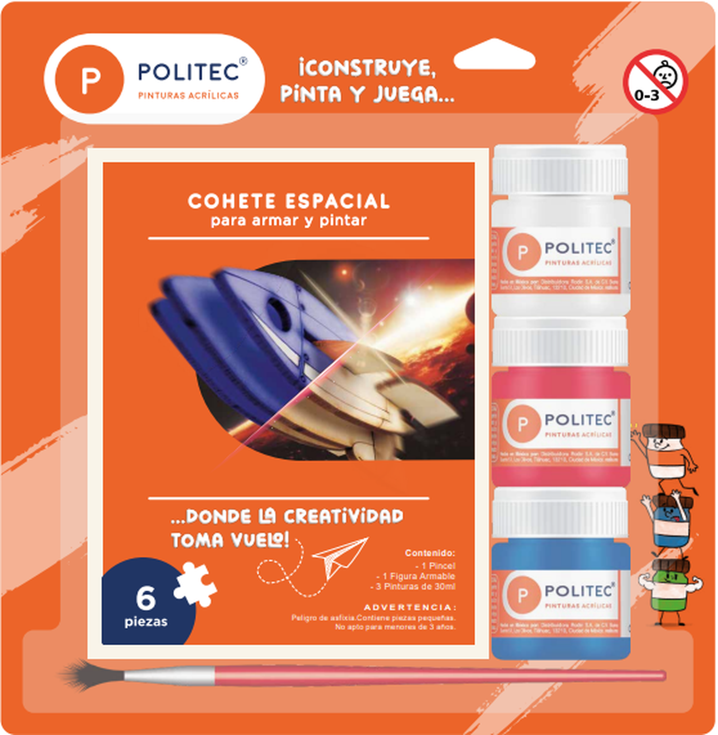 Blister Con Kit Armable Cohete Politec