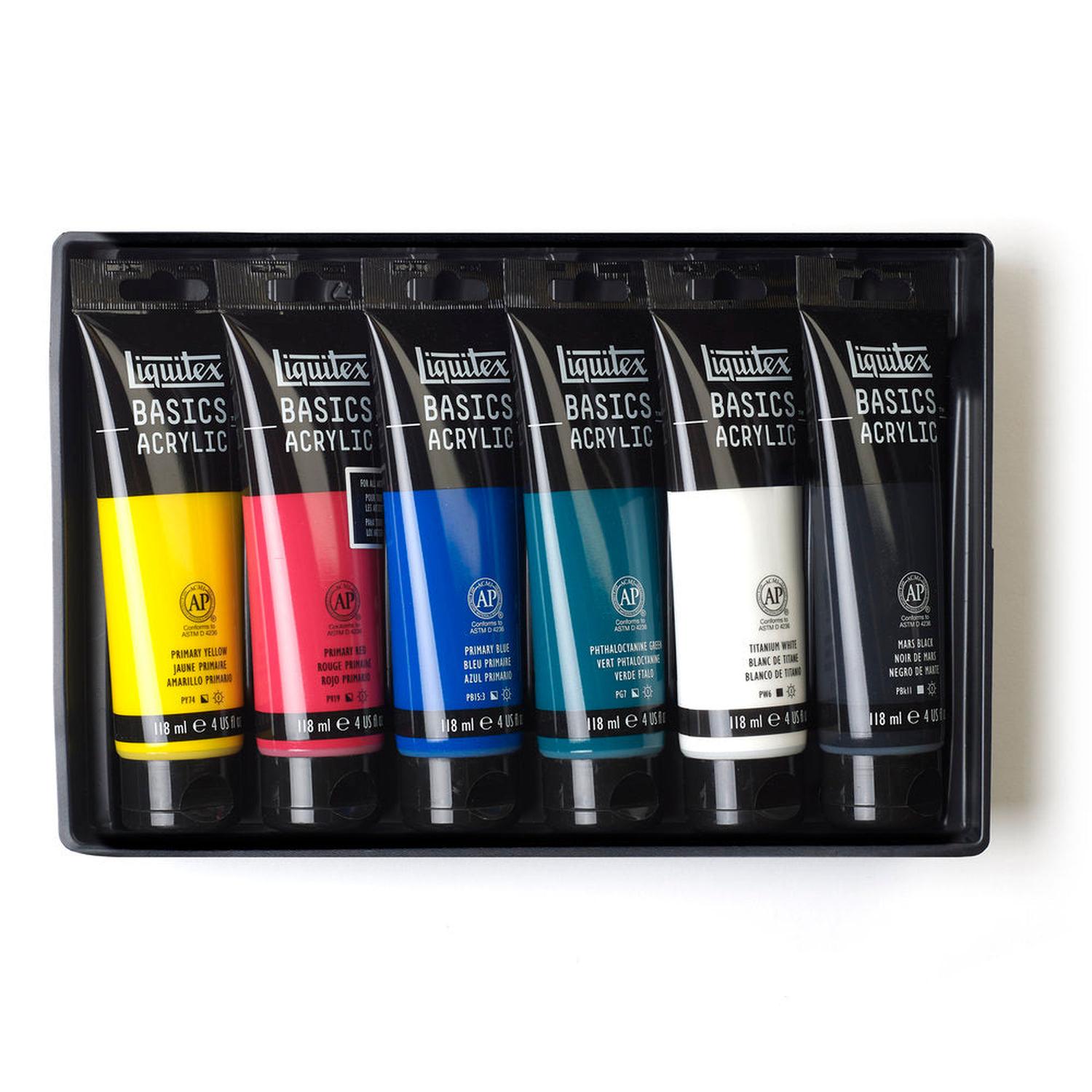 Foto 2 pulgar | Set Row con 6 Pinturas Acrilicas 118 ml Basics Liquitex