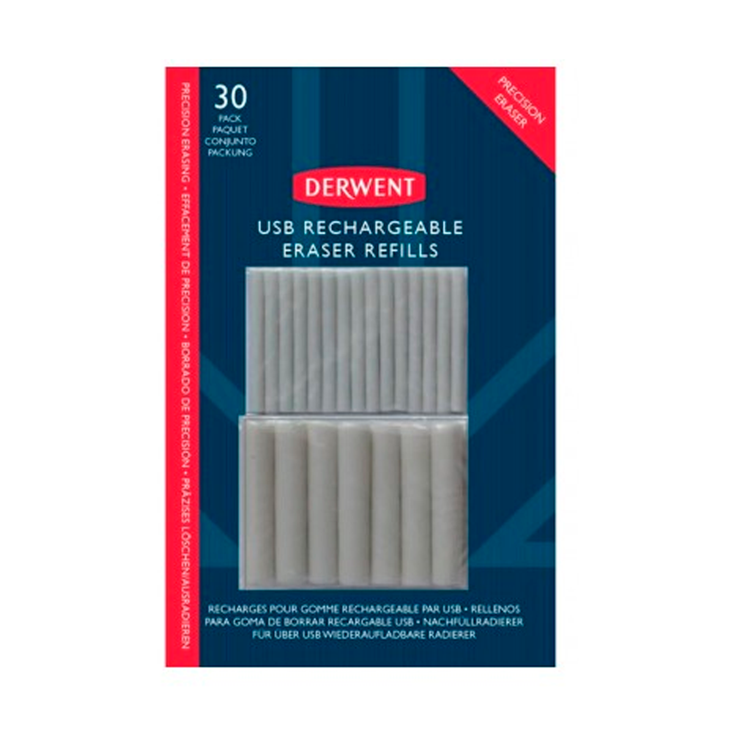 Foto 2 pulgar | Repuesto para Goma Recargable Usb 30 Piezas Derwent