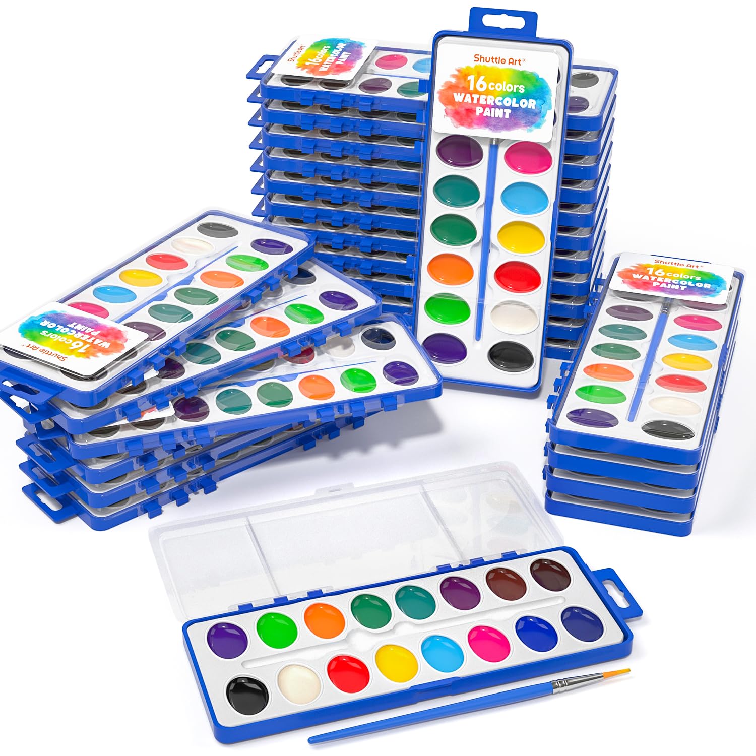 Set De Pintura De Acuarela Shuttle Art, 16 Colores, Paquete De 24 Con Pinceles - Venta Internacional.