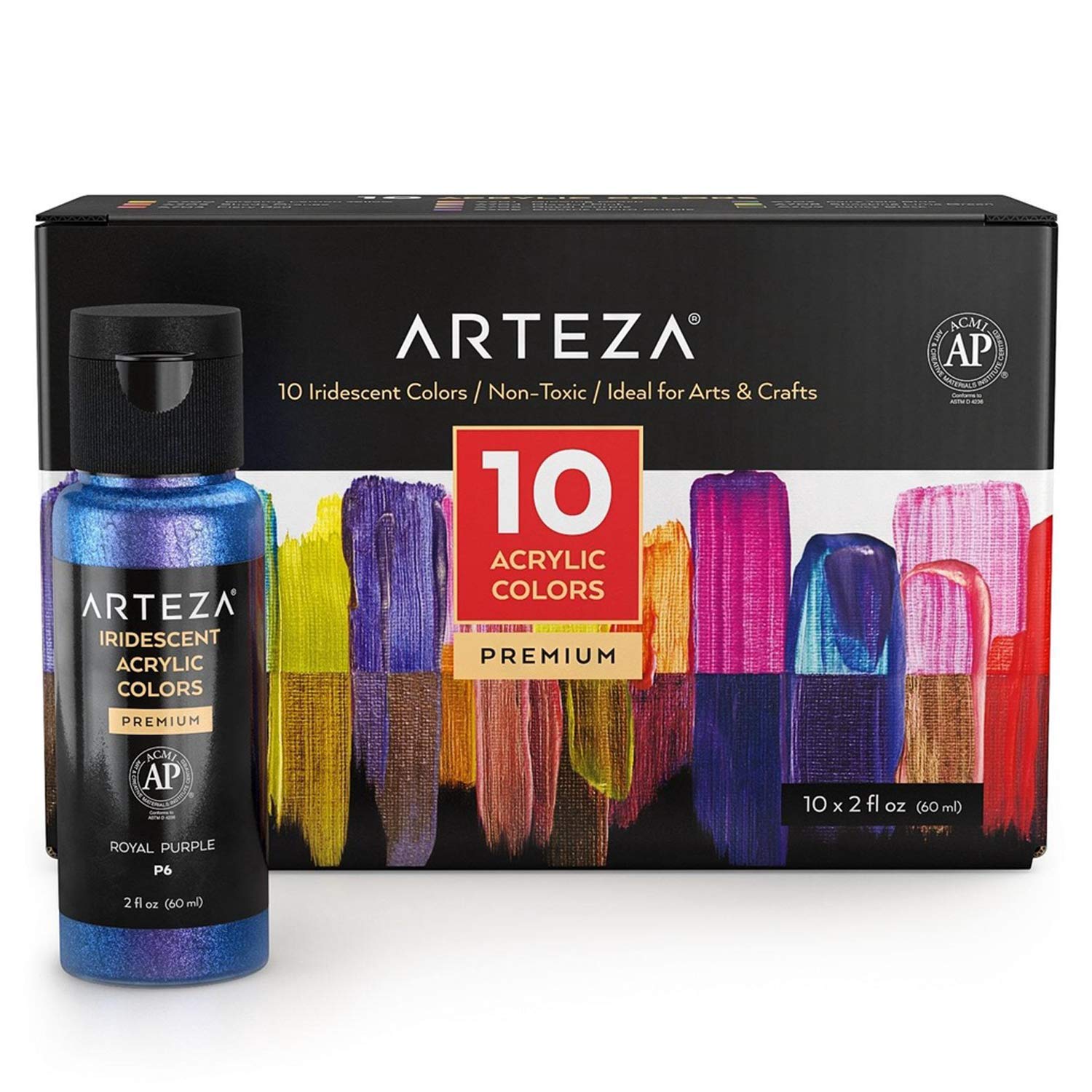 Set De Pintura Acrílica Arteza Iridiscent Galaxy, 10 Colores, Botellas De 60 Ml - Venta Internacional.