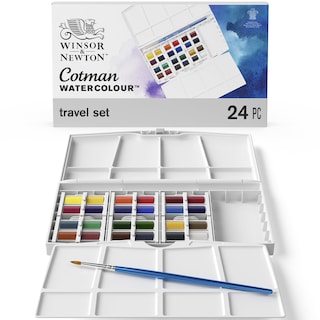 Foto 1 | Set De Pintura Acuarela Winsor & Newton Cotman, Set De Estudio, 24 Medias Bandejas - Venta Internacional.