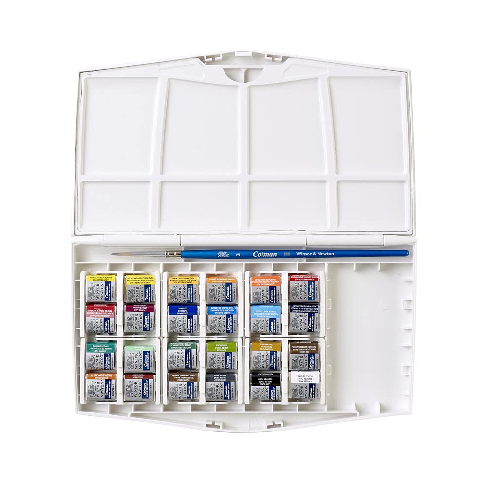 Foto 2 | Set De Pintura Acuarela Winsor & Newton Cotman, Set De Estudio, 24 Medias Bandejas - Venta Internacional.