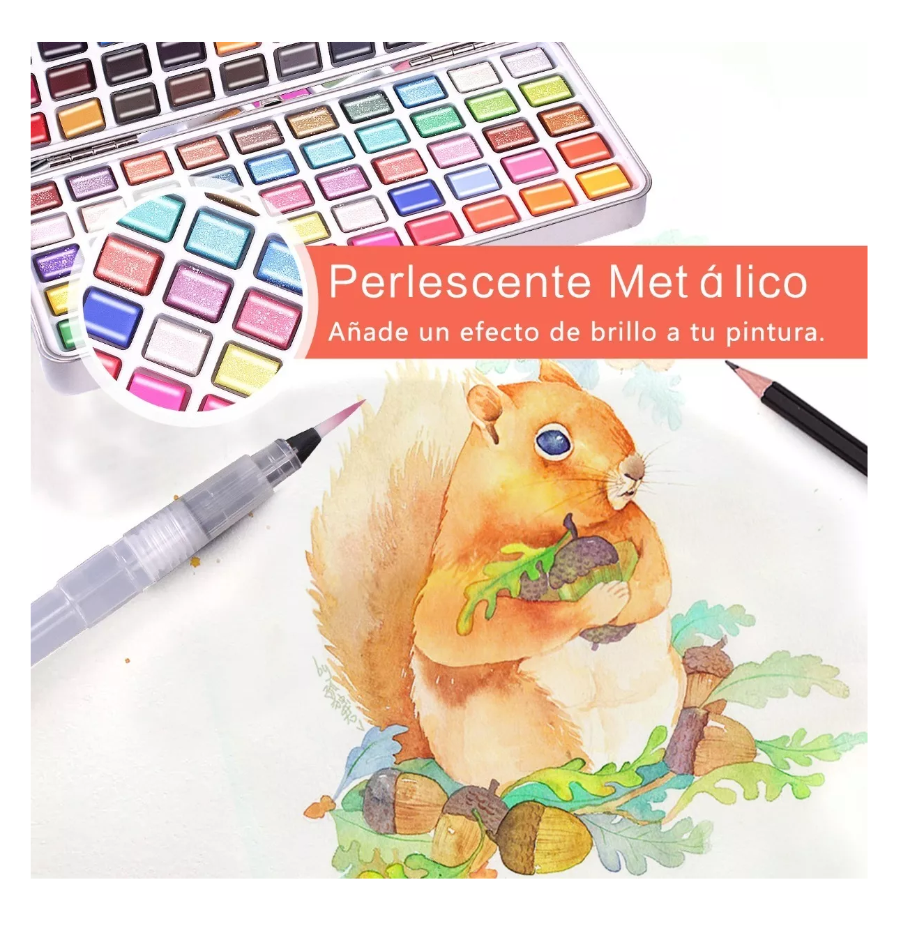 Foto 5 pulgar | Conjunto de Acuarelas con Estuche de Metal 100 Colores