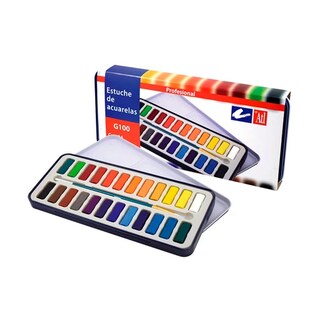 Foto 1 | Estuche Metálico de Acuarela 24 Pastillas con Pincel Atl