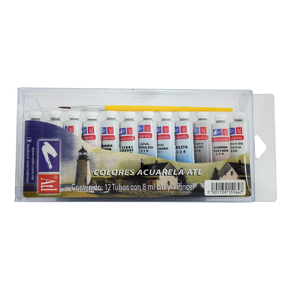 Foto 1 | Estuche Acuarela Atl 12 Tubos 8 Ml con Pincel