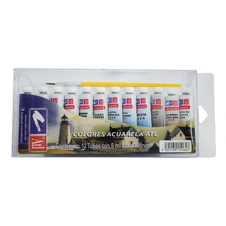 Foto 1 | Estuche Acuarela Atl 12 Tubos 8 Ml con Pincel
