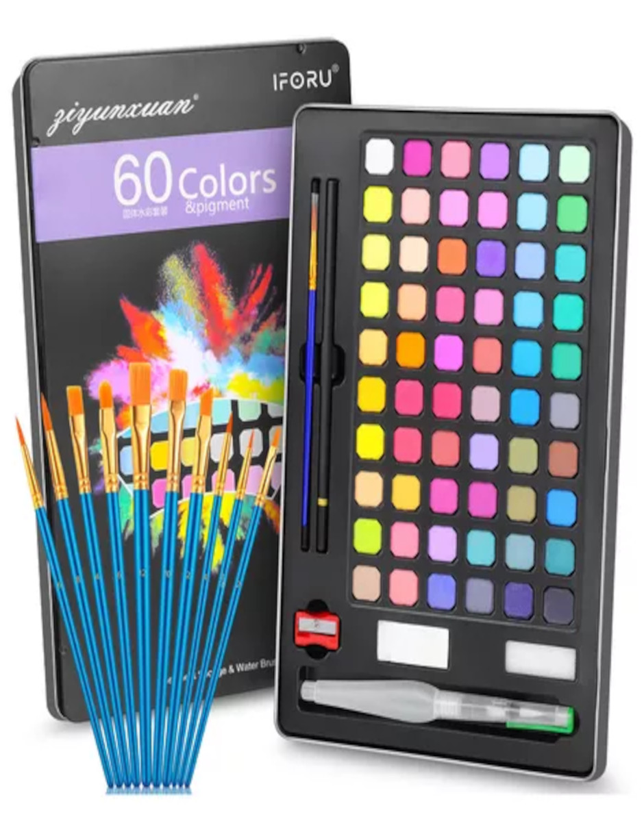 Foto 3 pulgar | Set De Arte Acuarelas Profesional 60 Coloes + Termo Güish Gratis