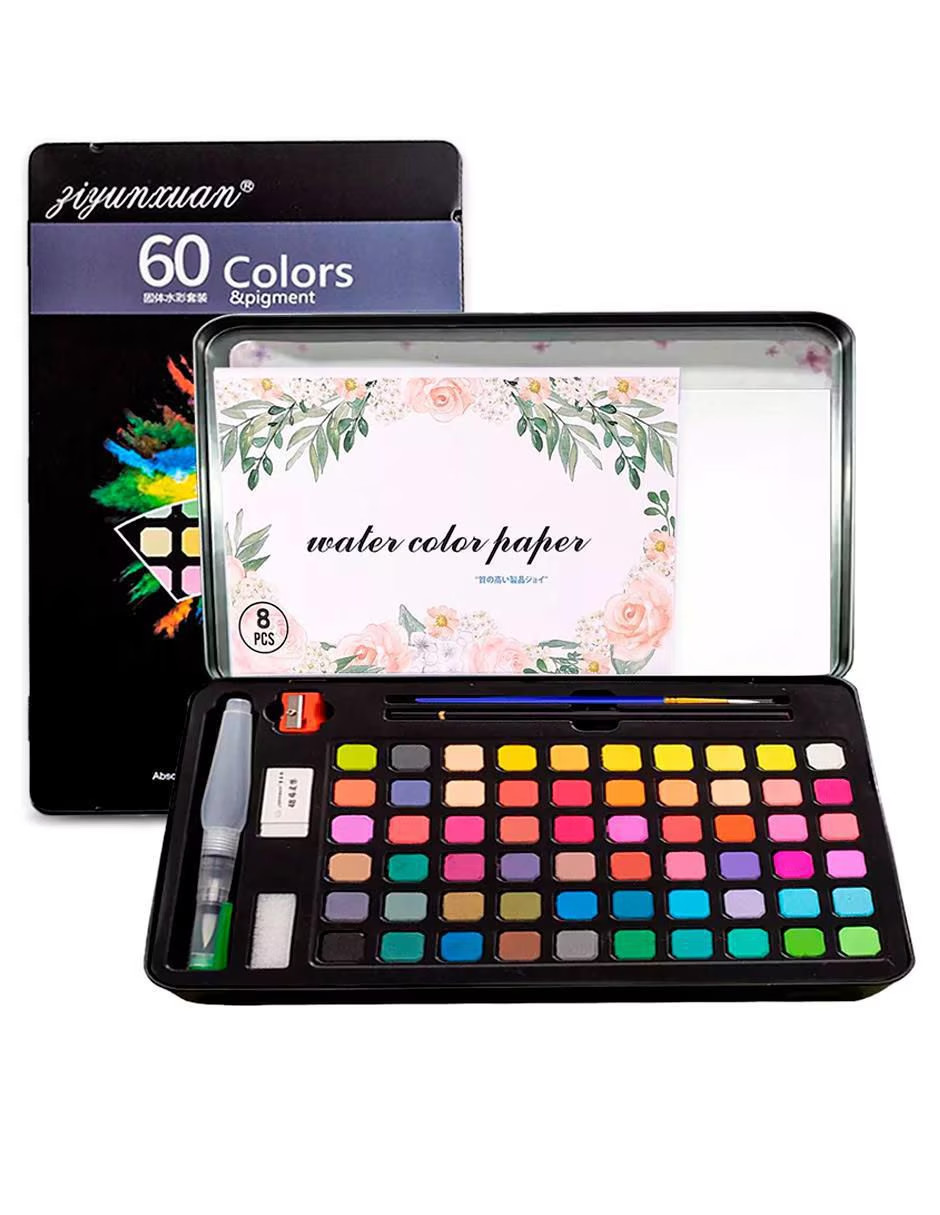 Foto 3 | Set De Arte Acuarelas Profesional 60 Coloes + Termo Güish Gratis