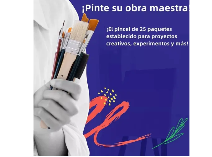 Foto 5 pulgar | Xtellar Super-set De Pinceles Premium Para Pintura Acuarela  Acrílica Y Óleo  Juego De 25