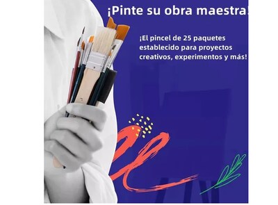 Foto 4 | Xtellar Super-set De Pinceles Premium Para Pintura Acuarela Acrílica Y Óleo Juego De 25