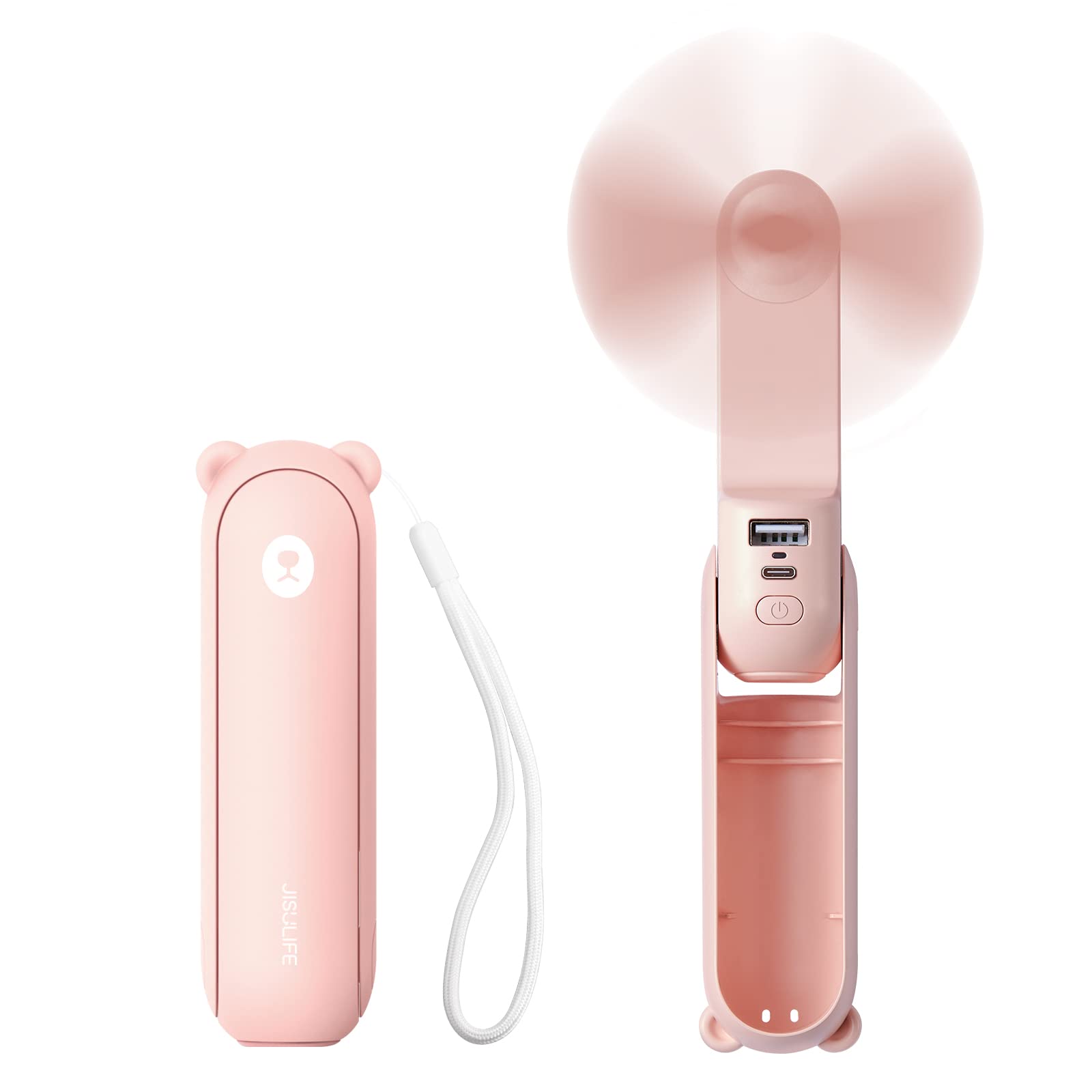 Foto 2 pulgar | Miniventilador Portátil Jisulife 3 en 1 Usb Recargable Rosa - Venta Internacional