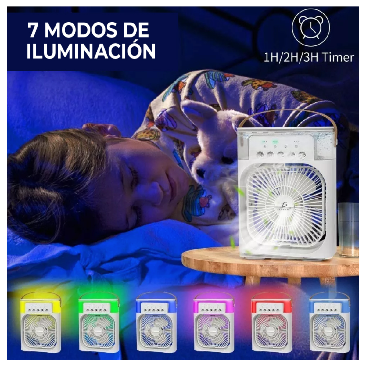 Foto 5 pulgar | Mini Aire Acondicionado Portátil Elegate Humidificador de Aire/ Ventilador/ Luz Led 4 en 1