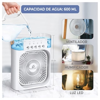 Foto 5 | Mini Aire Acondicionado Portátil Elegate Humidificador de Aire/ Ventilador/ Luz Led 4 en 1