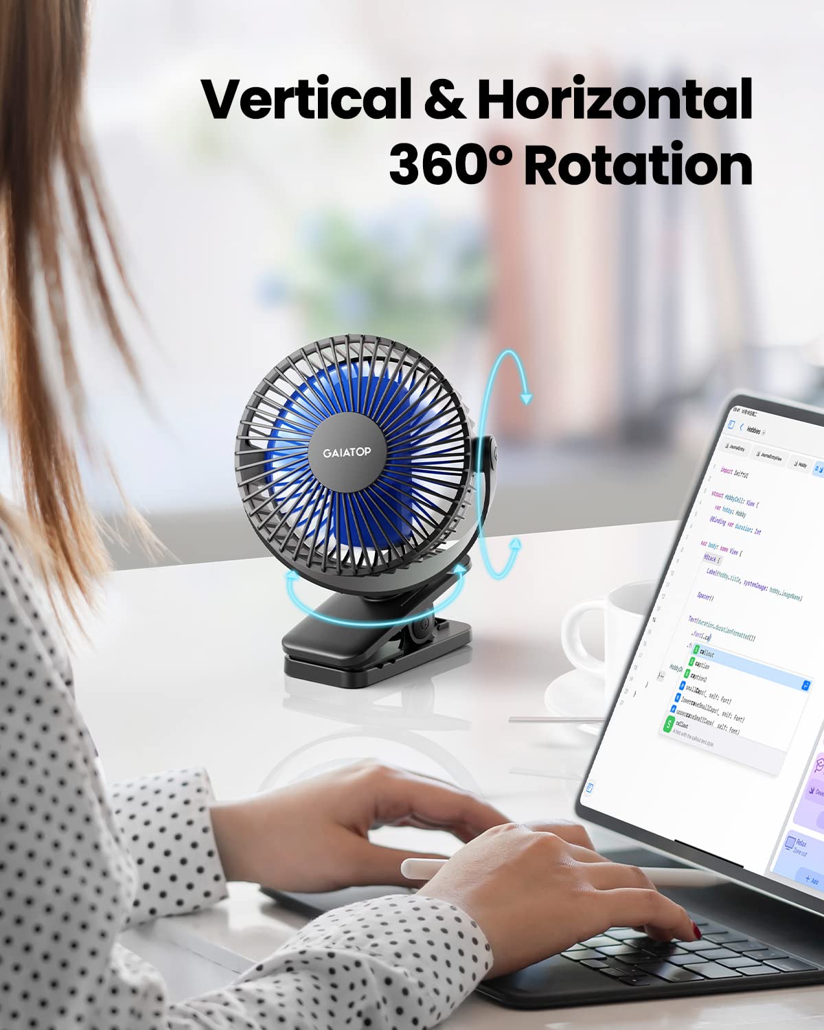 Foto 3 pulgar | Ventilador con Clip Gaiatop Portátil Recargable - Venta Internacional