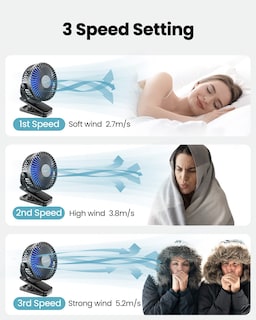Foto 6 | Ventilador con Clip Gaiatop Portátil Recargable - Venta Internacional