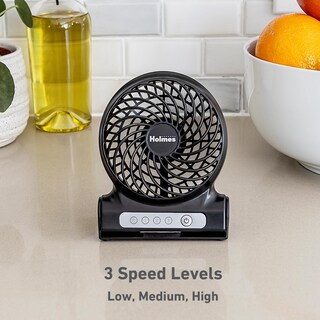 Foto 3 | Ventilador Personal Holmes Batería Recargable 3 Velocidades Color Negro - Venta Internacional
