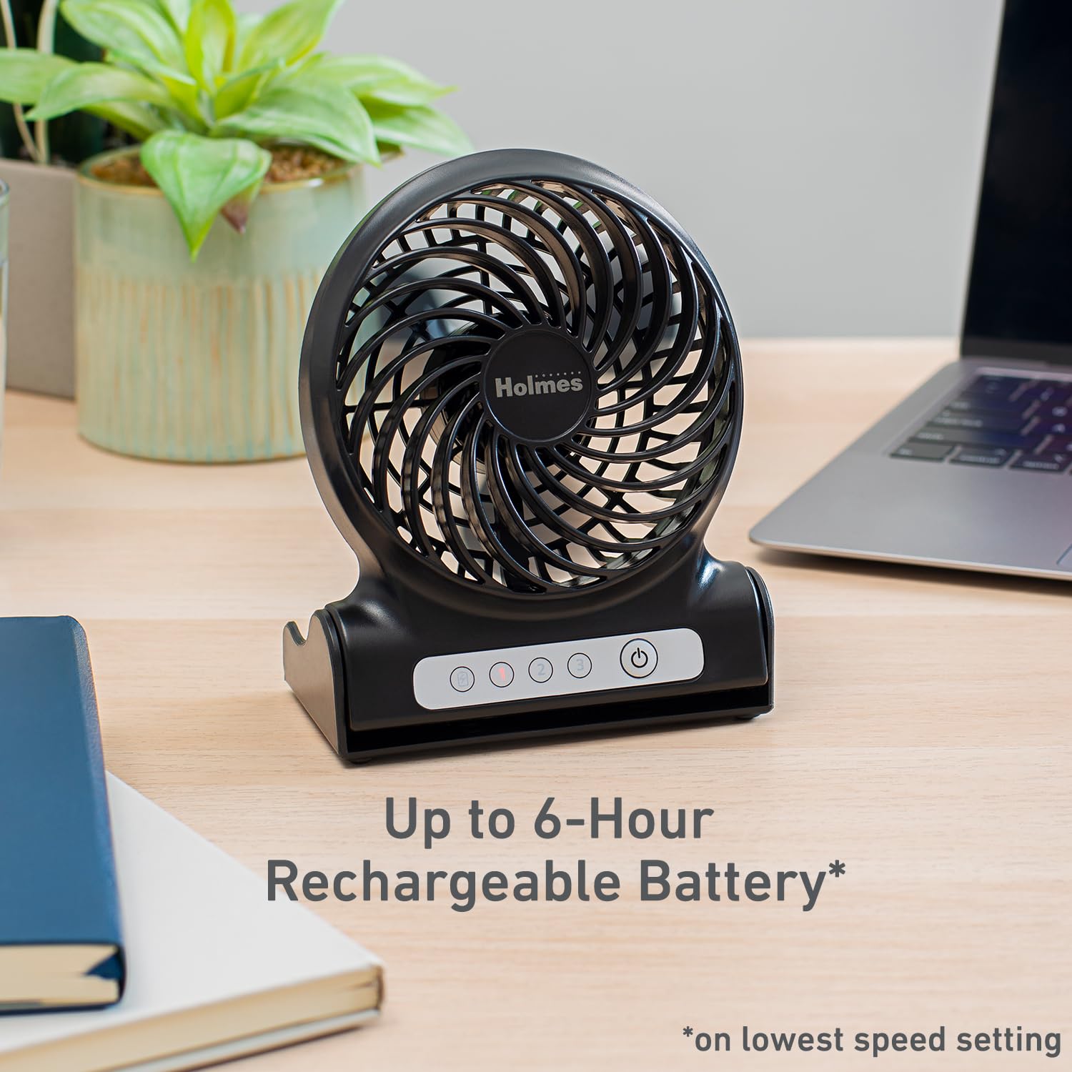 Foto 5 | Ventilador Personal Holmes Batería Recargable 3 Velocidades Color Negro - Venta Internacional
