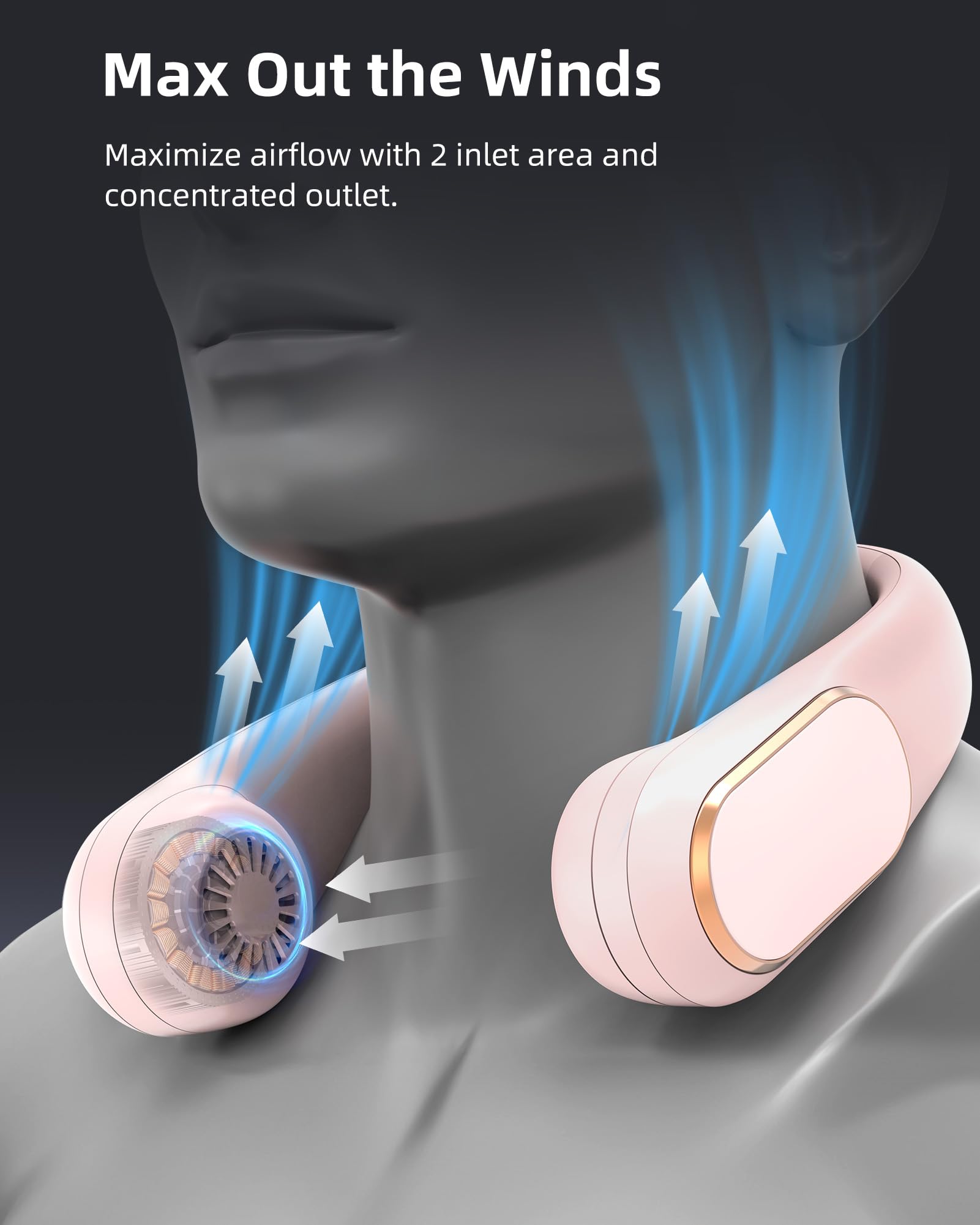 Foto 4 pulgar | Ventilador de Cuello Koonie Recargable de 5 Velocidades Portátil sin Aspas - Venta Internacional