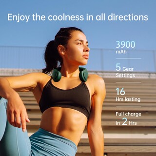 Foto 4 | Ventilador de Cuello Jisulife Portátil con Soporte para el Cuello Verde - Venta Internacional