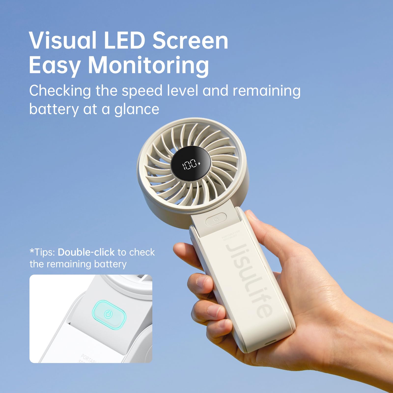 Foto 6 pulgar | Ventilador Portátil Jisulife Life7 con Pantalla Led 5000 mAh Gris - Venta Internacional