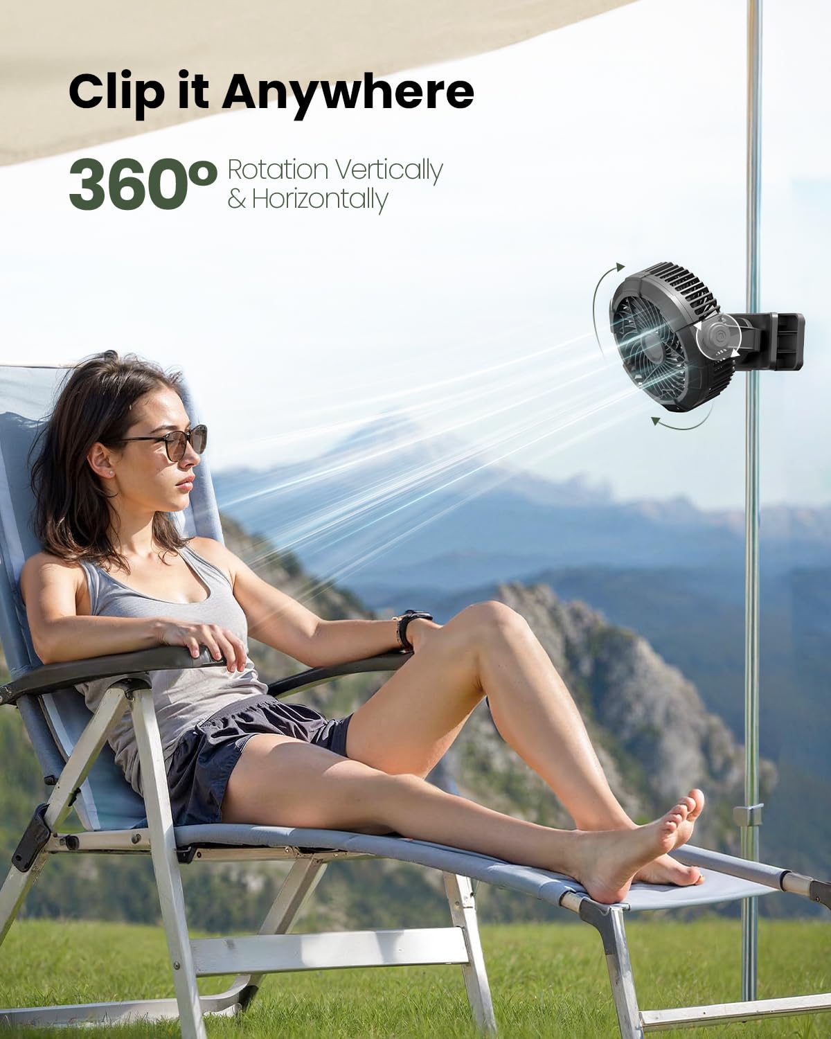 Foto 4 pulgar | Ventilador Portátil para Acampar Gaiatop con Linterna Led y Gancho - Venta Internacional