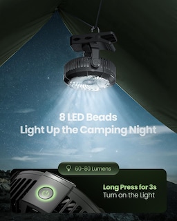 Foto 4 | Ventilador Portátil para Acampar Gaiatop con Linterna Led y Gancho - Venta Internacional