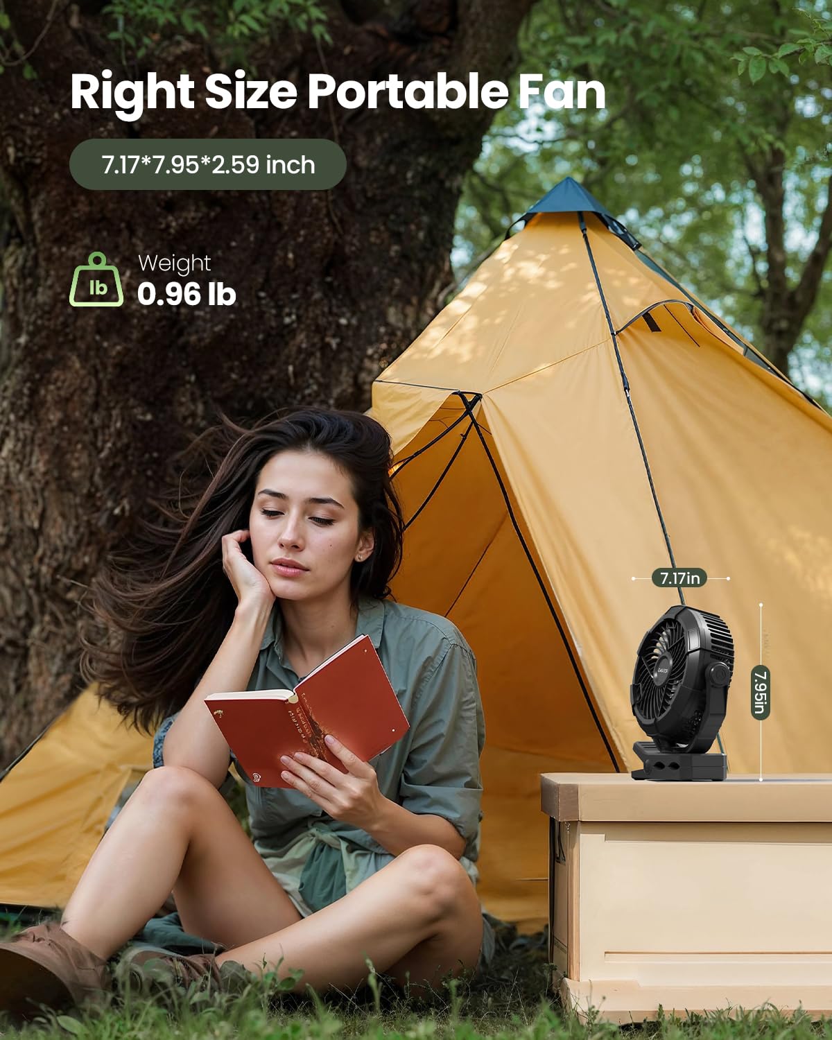 Foto 7 pulgar | Ventilador Portátil para Acampar Gaiatop con Linterna Led y Gancho - Venta Internacional