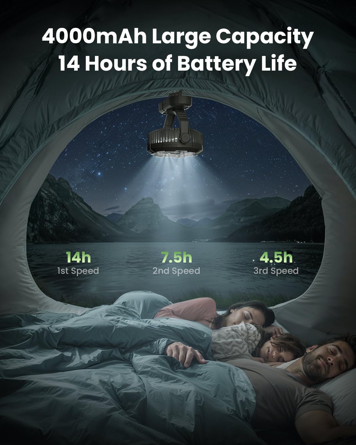 Foto 3 pulgar | Ventilador Portátil para Acampar Gaiatop de 7 Pulgadas con Linterna Led - Venta Internacional