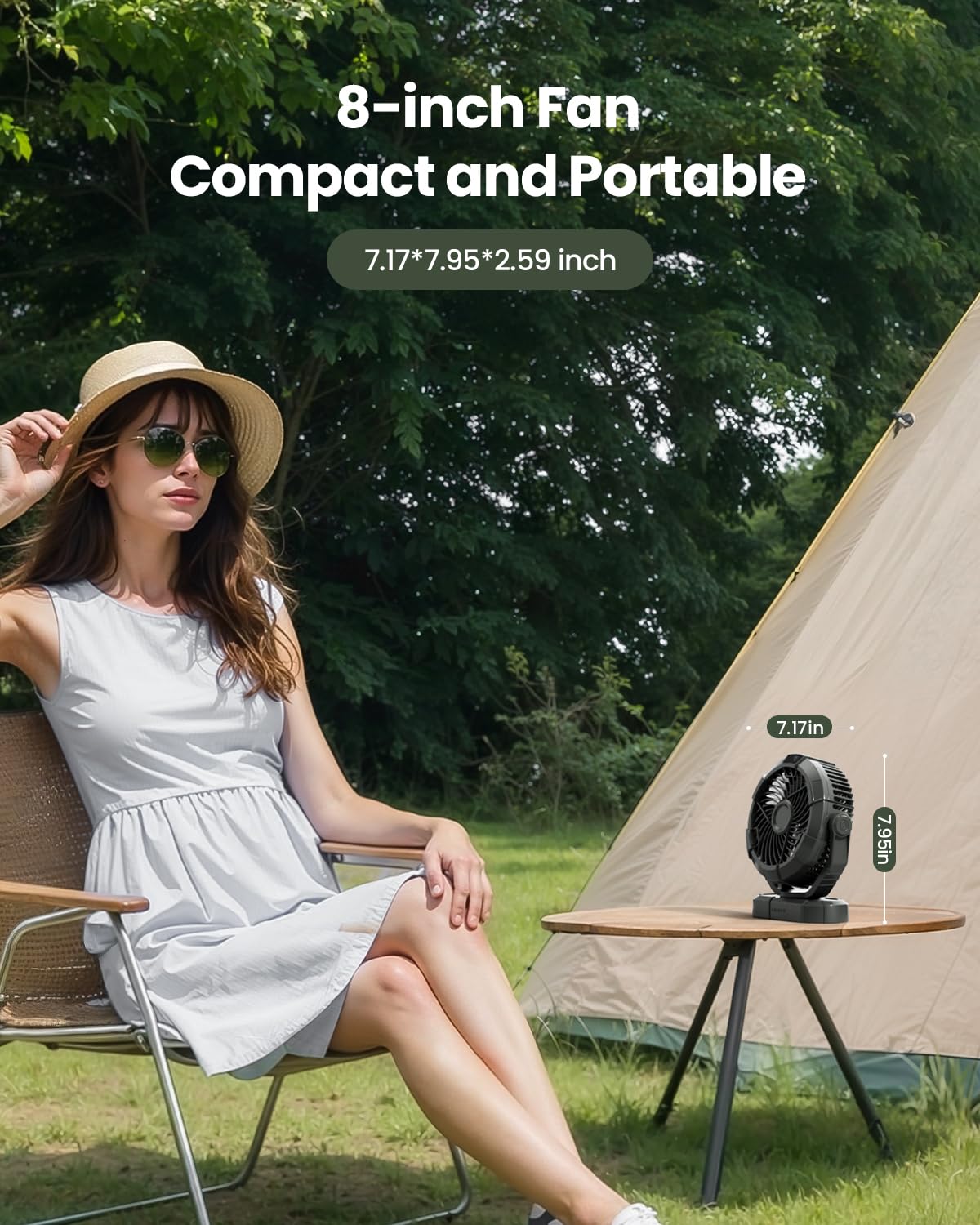 Foto 8 pulgar | Ventilador Portátil para Acampar Gaiatop de 7 Pulgadas con Linterna Led - Venta Internacional