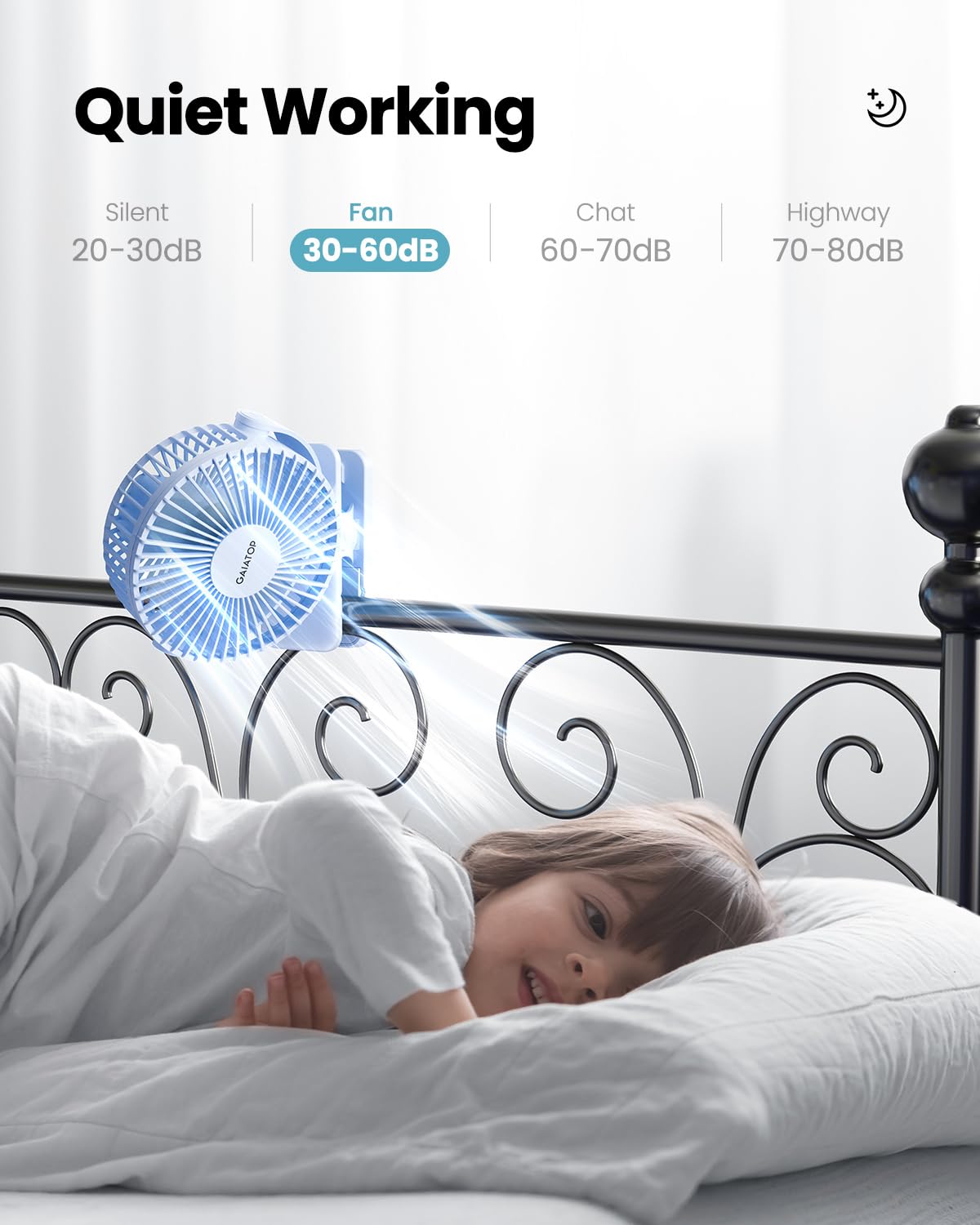Foto 6 pulgar | Ventilador Portátil con Clip Gaiatop Azul Claro - Venta Internacional