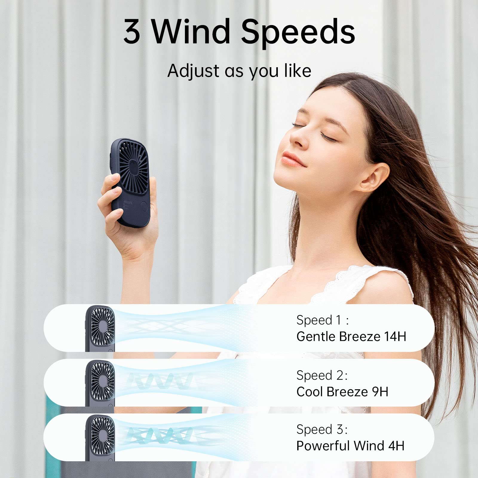 Foto 4 pulgar | Miniventilador Portátil Jisulife Recargable por Usb Azul - Venta Internacional