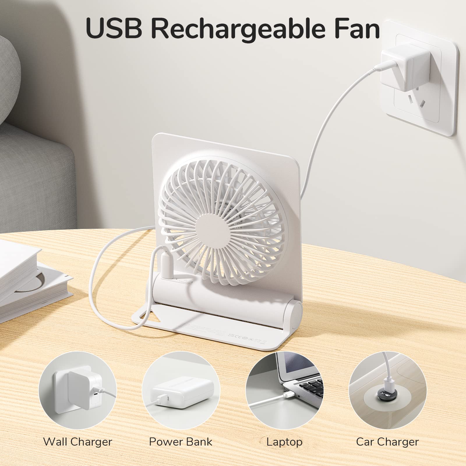 Foto 6 pulgar | Ventilador de Escritorio Jisulife Fa28 Recargable Blanco - Venta Internacional