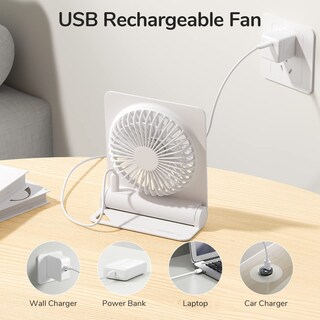 Foto 5 | Ventilador de Escritorio Jisulife Fa28 Recargable Blanco - Venta Internacional