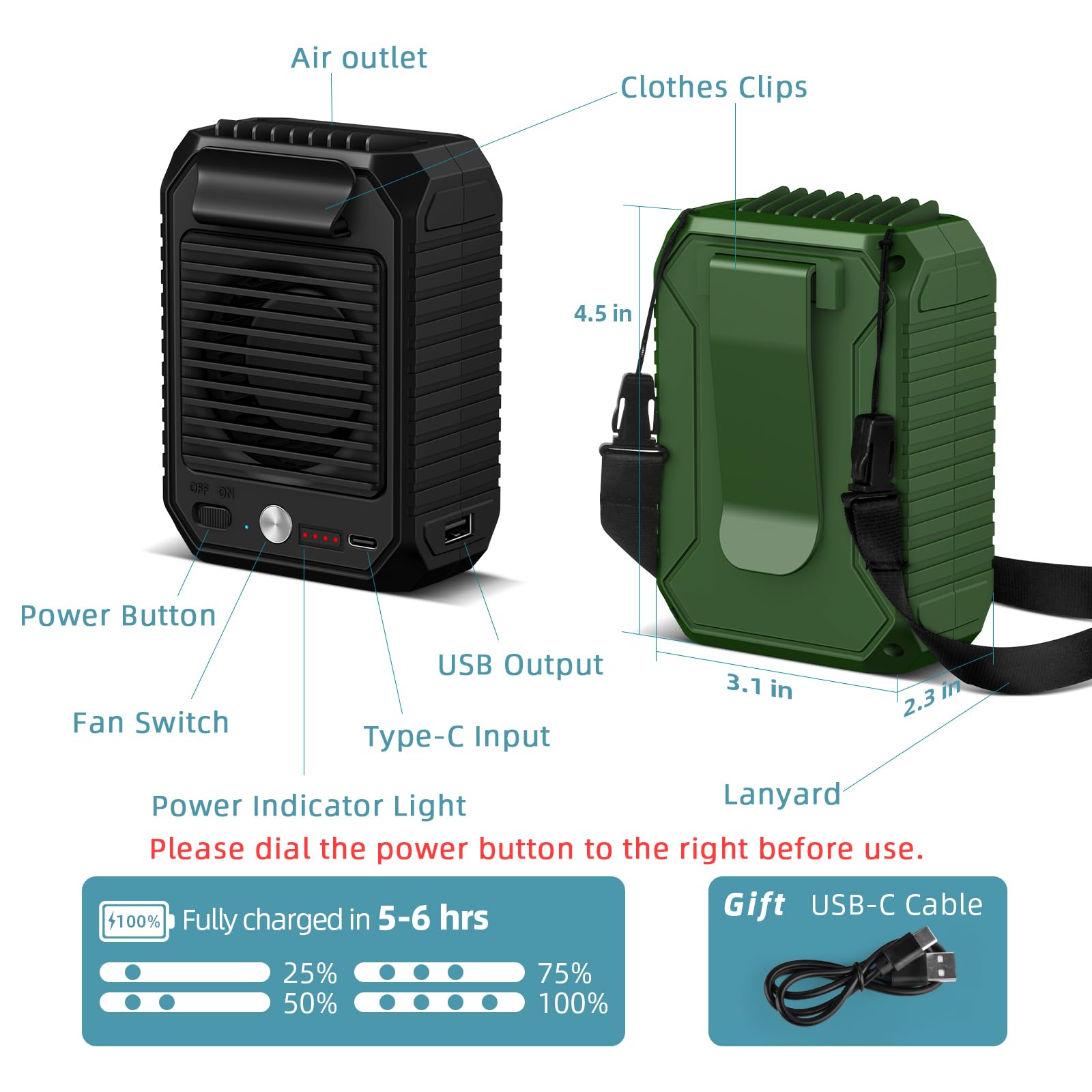 Foto 6 pulgar | Ventilador con Clip Civpower Portátil 3 Velocidades - Venta Internacional
