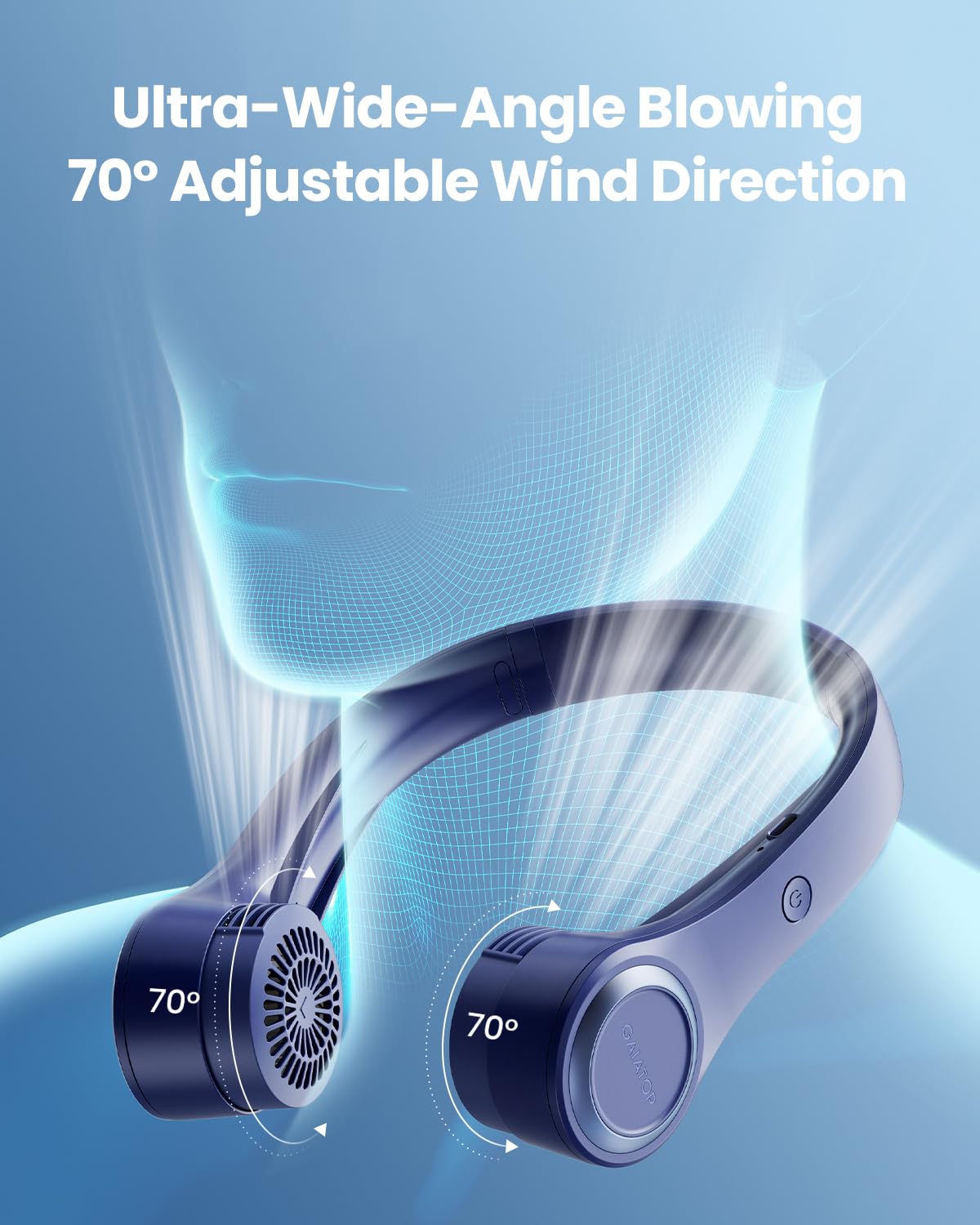 Foto 4 pulgar | Ventilador de Cuello Portátil Gaiatop Recargable Azul - Venta Internacional