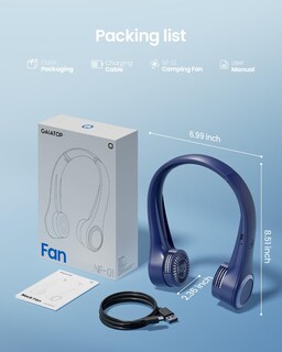 Foto 7 | Ventilador de Cuello Portátil Gaiatop Recargable Azul - Venta Internacional